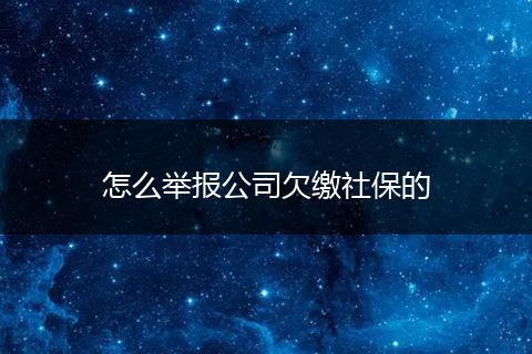 怎么举报公司欠缴社保的