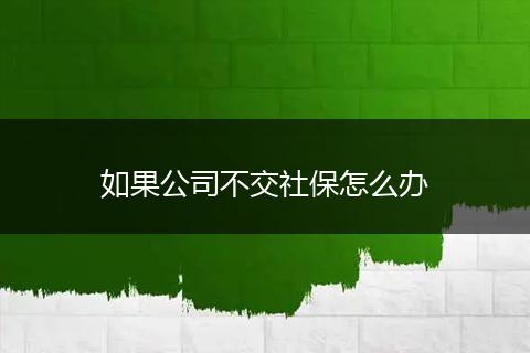 如果公司不交社保怎么办