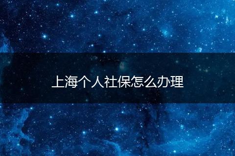 上海个人社保怎么办理