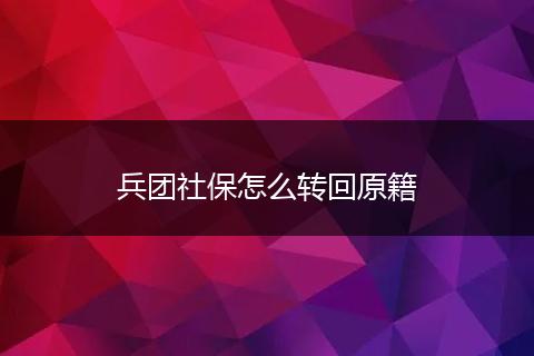 兵团社保怎么转回原籍