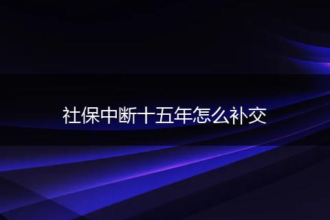 社保中断十五年怎么补交