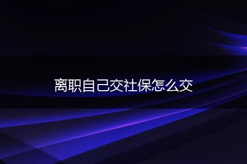 离职自己交社保怎么交