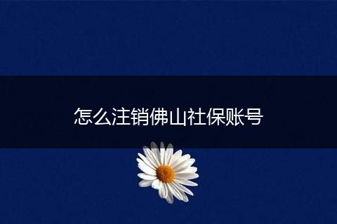 怎么注销佛山社保账号