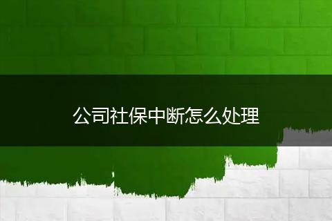 公司社保中断怎么处理