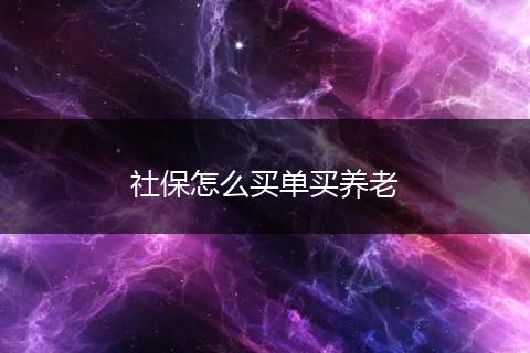 社保怎么买单买养老