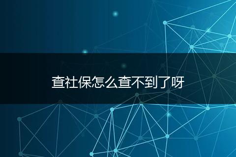 查社保怎么查不到了呀