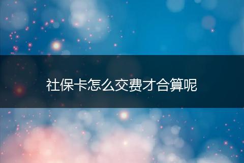 社保卡怎么交费才合算呢