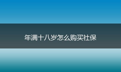 年满十八岁怎么购买社保