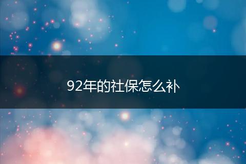 92年的社保怎么补