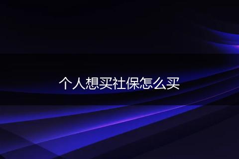 个人想买社保怎么买