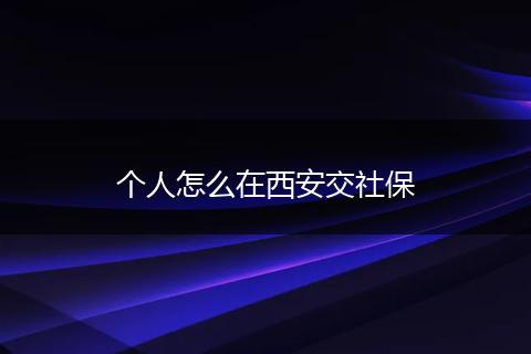 个人怎么在西安交社保