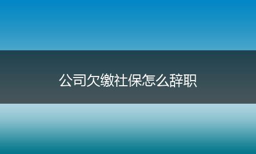 公司欠缴社保怎么辞职