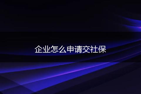 企业怎么申请交社保