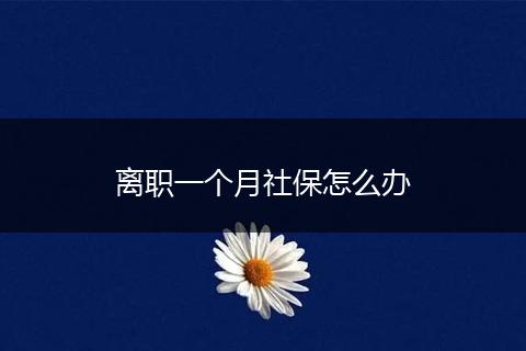 离职一个月社保怎么办