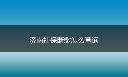 济南社保断缴怎么查询