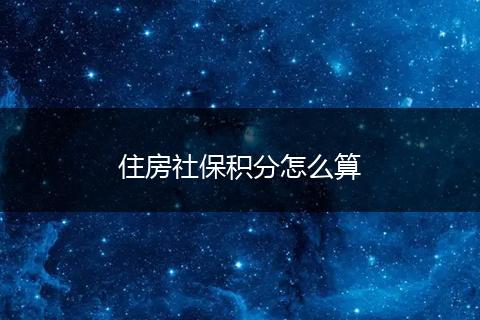 住房社保积分怎么算