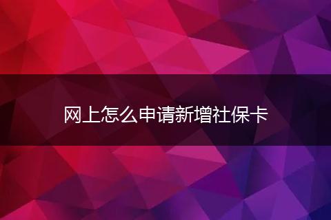 网上怎么申请新增社保卡