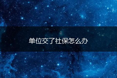 单位交了社保怎么办