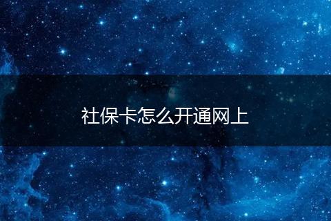 社保卡怎么开通网上