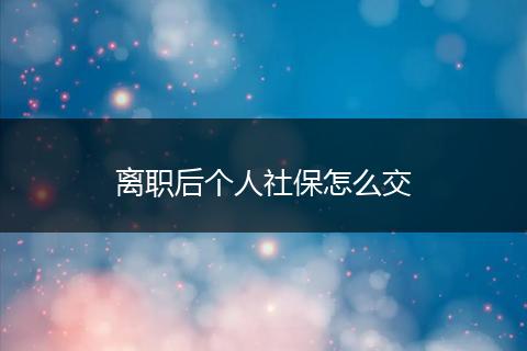 离职后个人社保怎么交