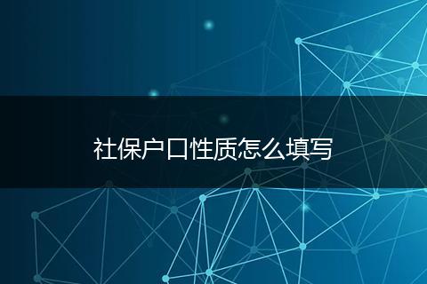 社保户口性质怎么填写