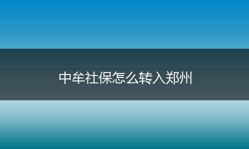 中牟社保怎么转入郑州