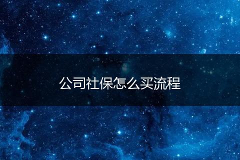 公司社保怎么买流程