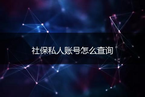 社保私人账号怎么查询