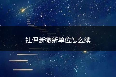社保断缴新单位怎么续