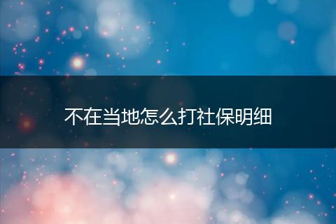 不在当地怎么打社保明细