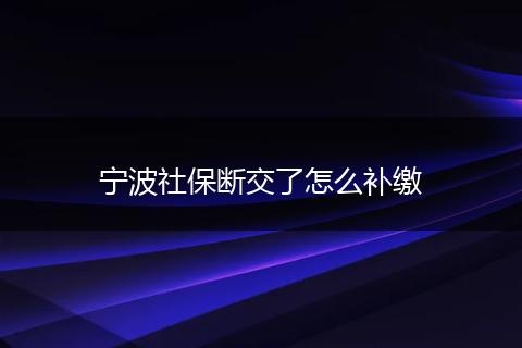 宁波社保断交了怎么补缴