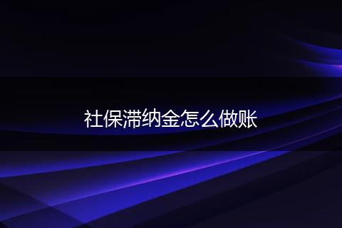 社保滞纳金怎么做账