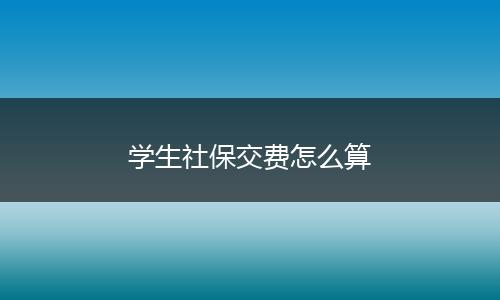 学生社保交费怎么算
