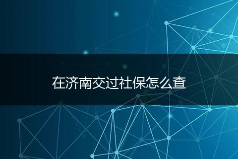 在济南交过社保怎么查