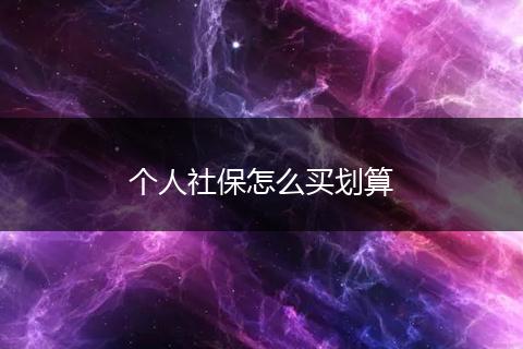 个人社保怎么买划算