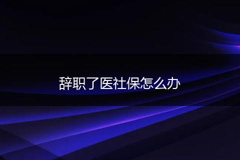 辞职了医社保怎么办