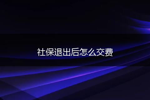 社保退出后怎么交费