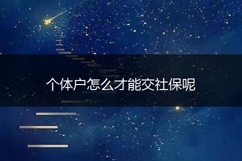 个体户怎么才能交社保呢