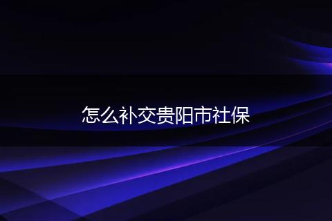 怎么补交贵阳市社保