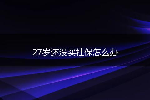 27岁还没买社保怎么办