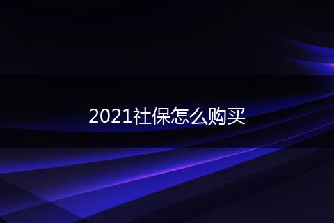 2021社保怎么购买