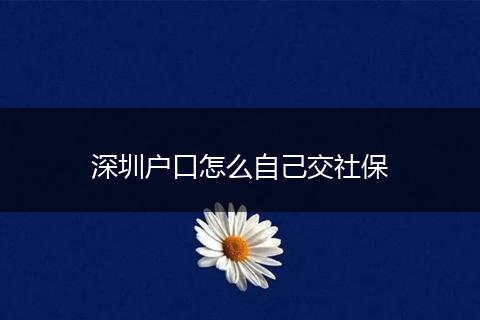 深圳户口怎么自己交社保