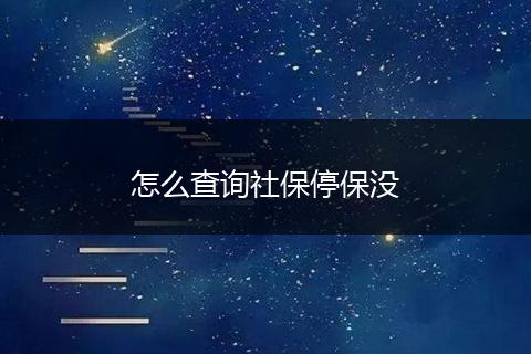 怎么查询社保停保没
