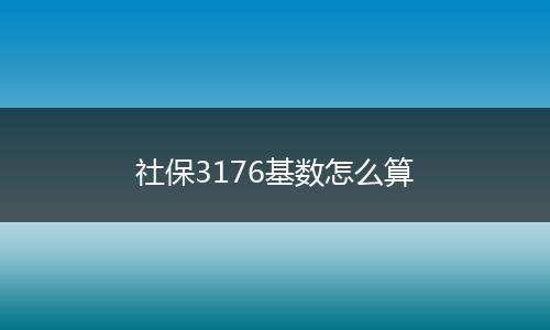社保3176基数怎么算