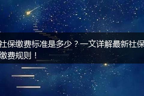 社保缴费标准是多少？一文详解最新社保缴费规则！