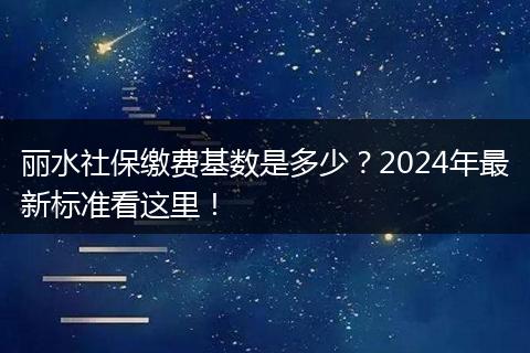 丽水社保缴费基数是多少？2024年最新标准看这里！