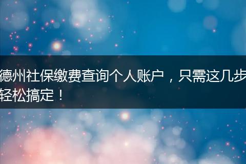德州社保缴费查询个人账户，只需这几步轻松搞定！