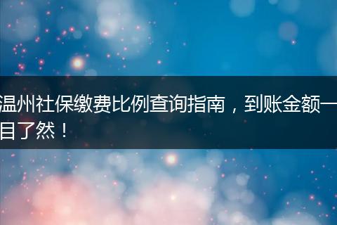 温州社保缴费比例查询指南，到账金额一目了然！