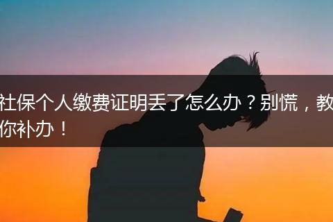 社保个人缴费证明丢了怎么办？别慌，教你补办！