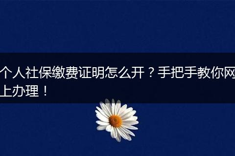 个人社保缴费证明怎么开？手把手教你网上办理！